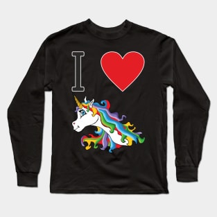 I love cute colourful sweet unicorn Long Sleeve T-Shirt